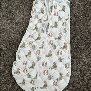 White Quilted Bunny Print Sleep Sack for Kids